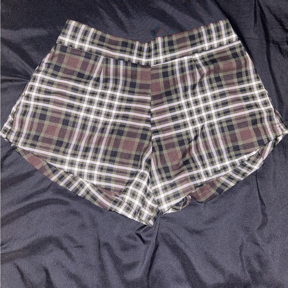 Free people olive green plaid shorts